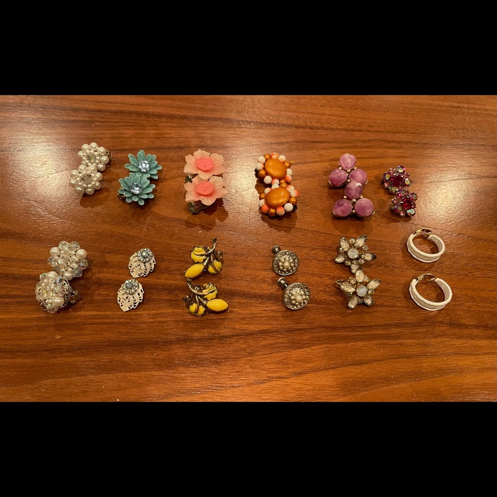 12 set vintage clip on earrings
